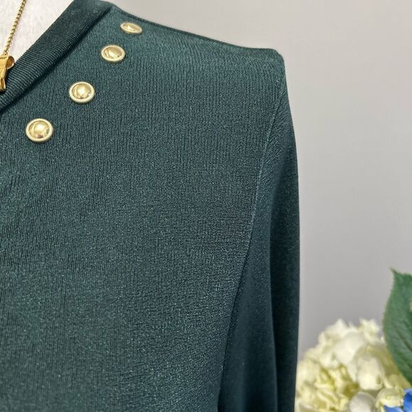 Michael Kors Green Sheath Dress Long Sleeve Crew Neck - Picture 2 of 8